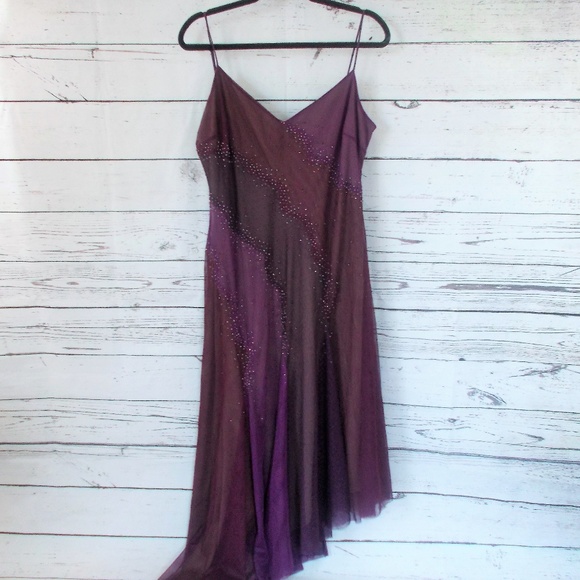 BCBGMaxAzria Dresses & Skirts - BCBGMaxAzria purple sparkle asymmetrical gown L